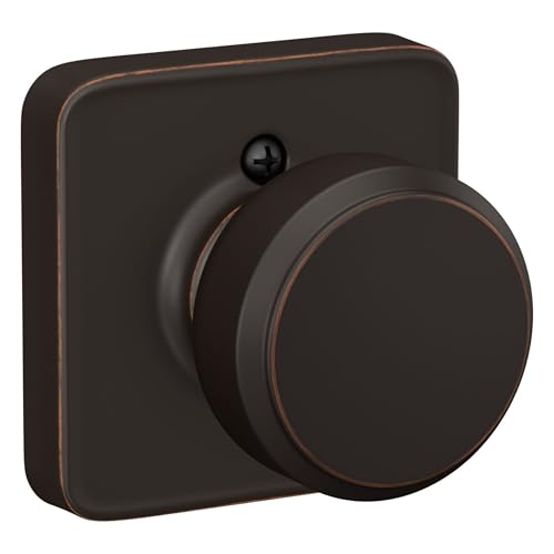 Image of Schlage F10 BWE 716 LFL Bowery Door Knob with Laflin Trim, Hall & Closet Passage Lock, Aged Bronze