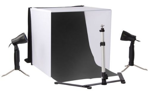 Zyon Studio Fotografico Portatile con Sfondo a 4 Colori, Tenda, treppiede, 2 lampade e Borsa Morbida...