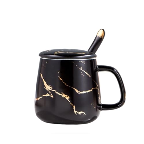 KIXZSAZ セラミックマグ コーヒー 紅茶 ミルク 水 マグカップ オートミール 容器 カップ ハンドル スプーン 磁器 レストラン 家庭用品 プレゼント, タイプ1