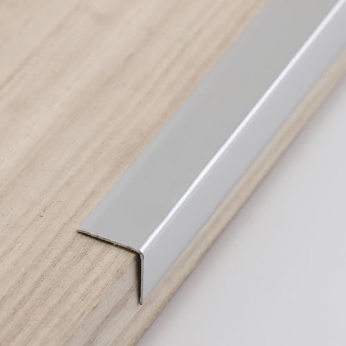 Image of Coengwui Aluminum Corner Guards, Peel and Stick L-Shaped Molding Trim for Wall Table Door Frame Protection and Decoration (Matte Silver, 3Pcs x 4.26ft x 0.8in)