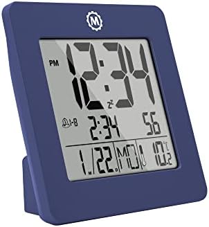 Marathon Desk Clock with Alarm | Digital Clock with Date, Temperature & Calendar | Dual Alarm with Repeating Snooze & 7 Language Choices | Backlit