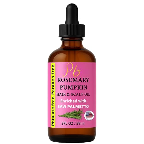 Rosemary Oil for Hair Growth, Scalp & Fuller-Looking Hair | Blend with Pumpkin Seed, Saw Palmetto, Mint & Vitamin E | Rosemary & Mint Hair Oil | 2 fl oz