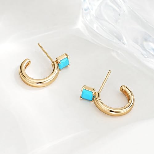 FETTERO Gold Hoop Earrings for Women, 14K Gold Plated Open C Shape Hoops Lightweight Chunky Gold Earrings, Hypoallergenic Gold Earrings for Women Ear Piercing Jewelry Gifts