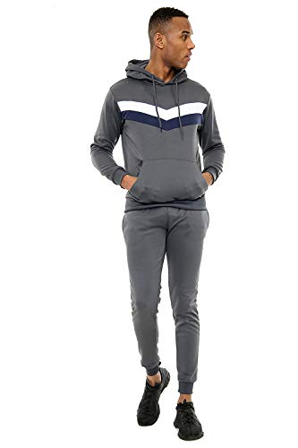 Ensemble de survêtement décontracté à manches longues pour homme avec capuche et poches en polaire douce - Gris - XL Cover