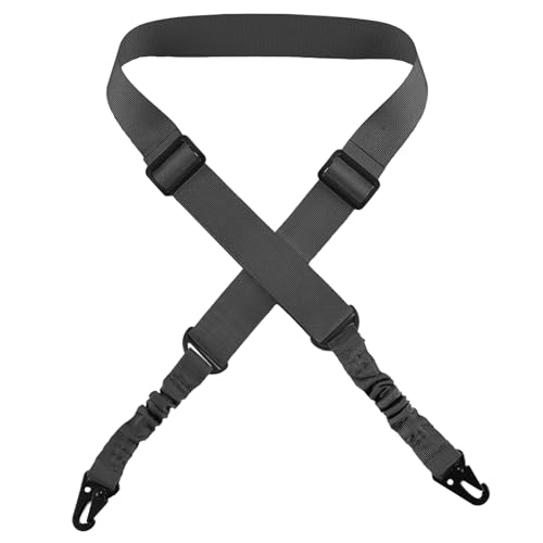 Explokit Correa Táctica para Rifle, Bandolera Ajustable Correa de Hombro Militar de 2 Puntos Resistente de Nailon para Deportes al Aire Libre y Caza (#01-Negro, 2M)