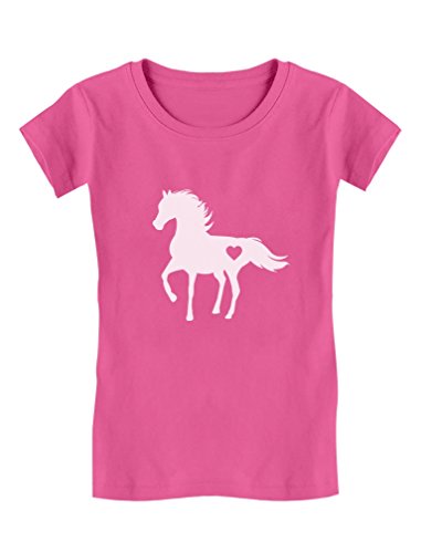 Tstars Horse with Heart Shirt Horseback Riding Horses Kids Girls Fitted T-Shirt