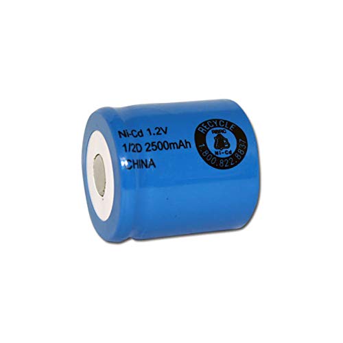 Exell 1.2V 2500mAh NiCD 1/2D Rechargeable Battery Flat Top Cell