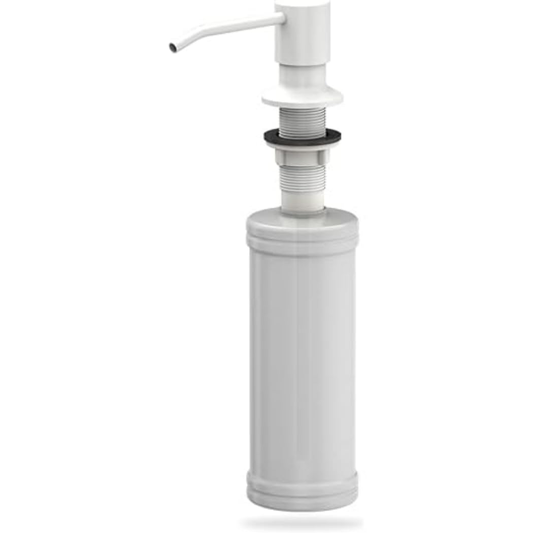 QUADRON Dispensador de Jabón Blanco Mate 350ml Dispensador de Líquido Lavavajillas, Dispensador de Jabón Rellenable de Metal, Dispensador Apto para Cocina, Jabón de Manos, Champú, Gel de Ducha