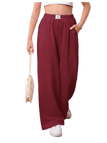 Image of SOLY HUX Girl's Wide Leg Sweatpants Loose Baggy Pants with Pockets