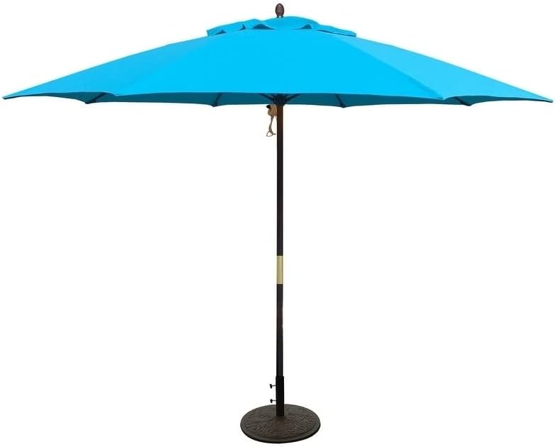 Tropishade 11 ft. Dark Wood Market Umbrella with Turquoise Olefin Cover
