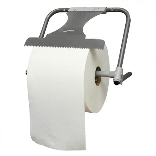 Jofel - Portabobinas Mural Pared, Dispensador de Papel Industrial con Sierra Frontal para Corte, Gran Resistencia, Tubo de Acero 20mm, Acepta Bobinas de hasta 500m, AD10010
