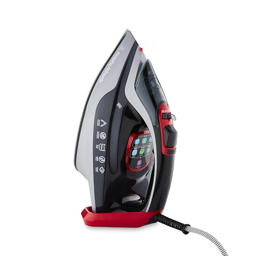 Morphy Richards Powersteam Elite LED Steam Iron Non Stick Ceramic Soleplate 35g Output Vertical option Self Clean Anti Drip Digital Controls 3m Cord 3000W Grey Black and Red 302012