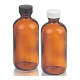 Wheaton Science Products W217955 Type III Soda-Lime Glass Boston Round Packer Bottle, Black Phenolic PE Cone Lined Cap, Amber, Safety Coated, 500 mL Capacity (Case of 12)