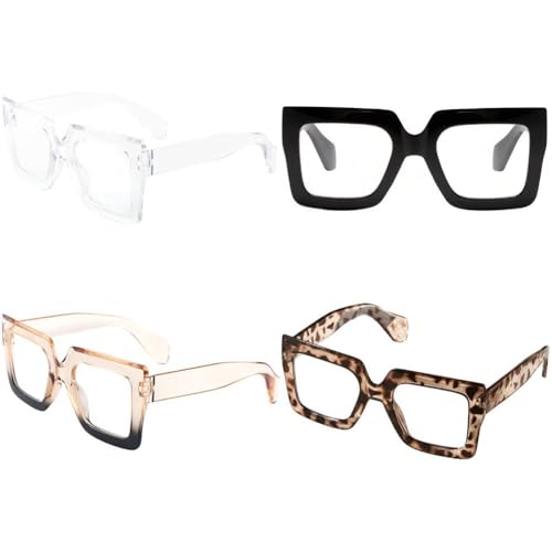 Abbdbd 4 Unids/Set De Gafas Transparentes Clásicas para Mujer, Gafas con Montura Retro, Montura De Moda, Lentes Sin Receta para Fiesta Temática De Maquillaje