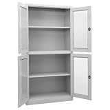 Solivagant Armadio per Ufficio Grigio Chiaro 90x40x180 cm Acciaio e Vetro,Grigio,47.2,kg