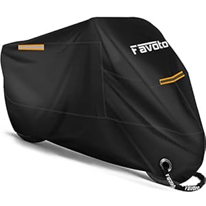 Favoto Motorcycle Cover All Season 210T Waterproof Motorbike Cover 295cm long UV Scratch Heat-Resistant Outdoor…