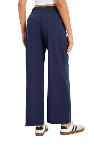 Image of Oyamiki Women's Business Casual High Waisted Dress Pants with Pockets Wide Leg Work Pants Trousers Fashion Fall Outfits
