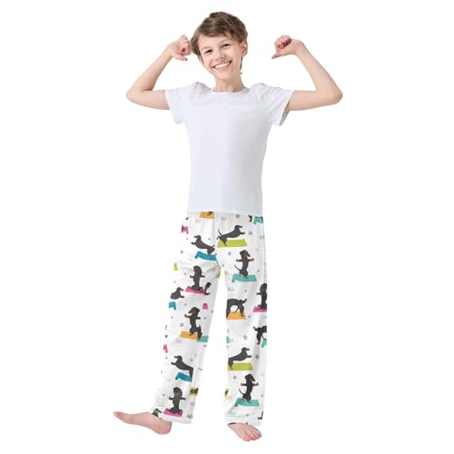 Boys' Pants Yoga Funny Dachshund Dogs Long Bottoms Jogger Pants Elastic Waist Trousers with Pockets S-XL2