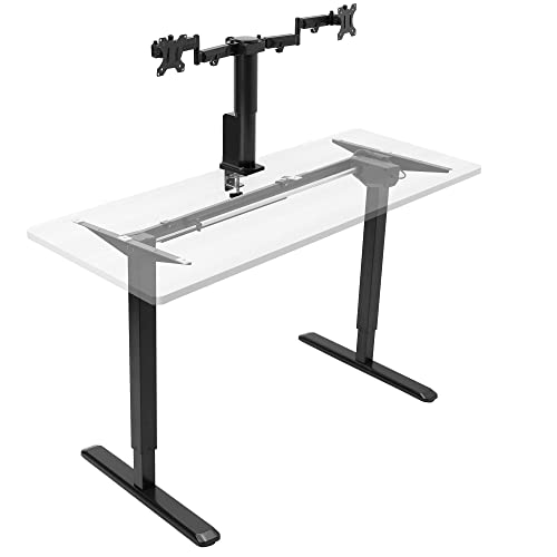 VIVO Integrated Electric Standing Desk Frame and Motorized Monitor Mount, 1 Touch Adjustment, Fits up to 32 inch Monitor Screens, Stand Up Workstation with Memory Control Pad, Black, STAND-E-102B