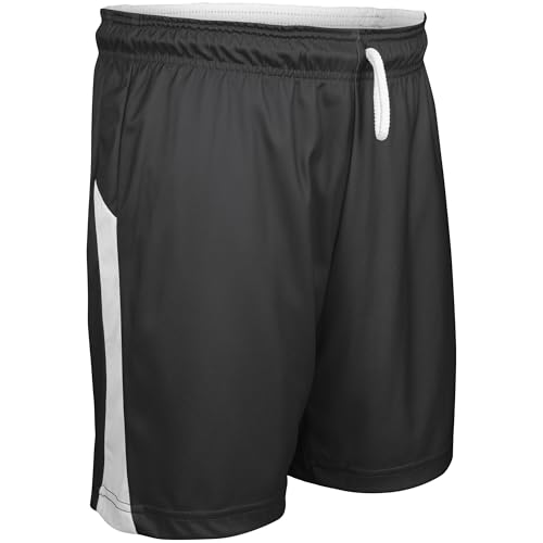 Short de basketball réversible Champro noir et blanc pour enfants taille M