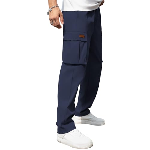 Men's Casual Cargo Sweatpants Waist Drawstring Joggers Tactical Loose Fit Pants for Men with Multi Pockets3