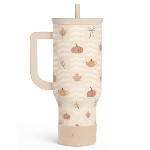 Image of Fall Pumpkin Stainless Steel Slider Tumbler with Handle 40 Ounces with Lid, Travel Cup, Insulated Bottles for Girls Women