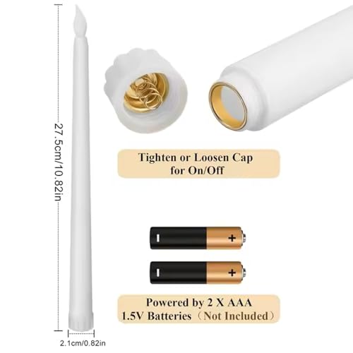 Image of SPHINX Flameless LED Taper Candles for Home Decoration,Table Centerpiece,Dinner,Diwali,Wedding,Church,Festival,Party Decor,Steady Flame Look,Battery Not Included,11 Inch Height (Off-White-4 Pieces)