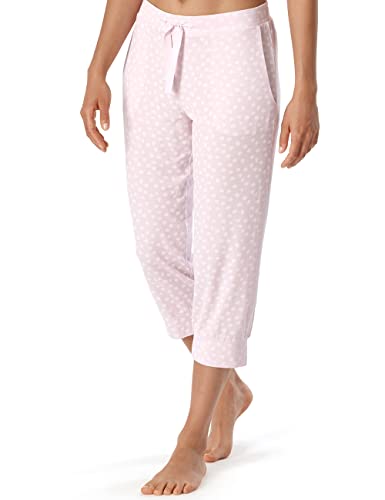 Schiesser Damen Schlafhose 3/4 lang Pyjamaunterteil, rosa gepunktet, 48