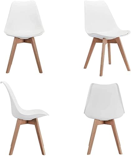 Excellent Achat Dining Chairs Mid Century Modern Kitchen Chairs Upholstered Side Chairs with Beech Legs and Soft Padded Shell Chairs for Kitchen Dining Living Bedroom Set of 4 (White)