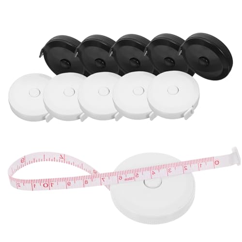 LALAFINA Circumference Tape Measure for Body 10pcs Retractable Plastic Tape Mini Size for Waist Clothing Tailoring Home Office