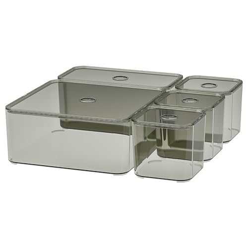 Boîte avec couvercle VISSLAÅN ProTuning gris lot de 5 pour rangement