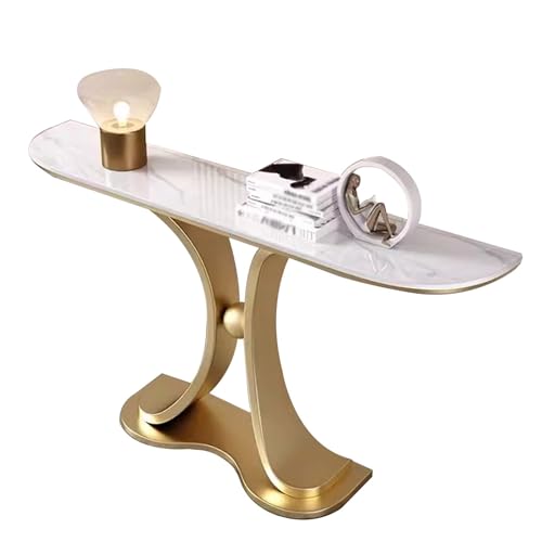 Mesa de Consola Mesa Consola Moderna, Mesa De Entrada De Mármol Sintético Con Marco De Metal, Mesa De Sofá Estrecha, Mesa Decorativa Para Sala De Estar, Entrada, Pasillo, Vestíbulo ( Color : Gold-1 ,