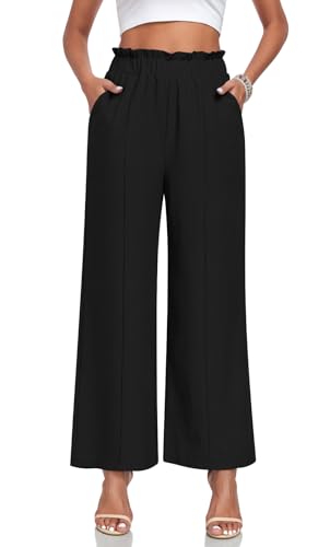 Anyally Womens Loose Wide Leg Pants Business Casual Elastic Waisted Palazzo Harem Pants with Pockets Work Trousers4