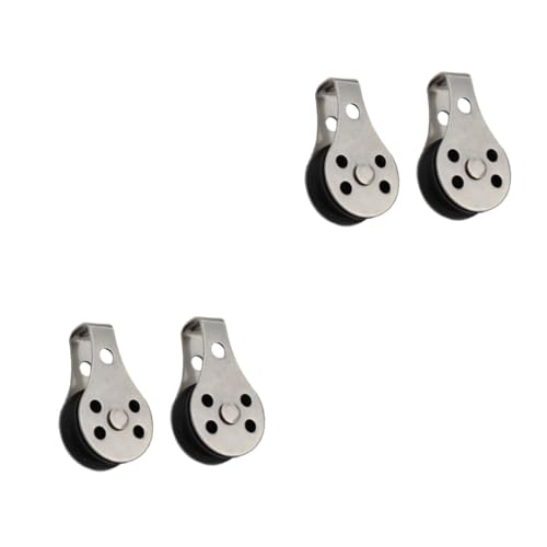 INOOMP 4pcs Stainless Steel Single Pulley Boat Pulley for Lifting Tackle Lift Tools for Convenient Weight Management