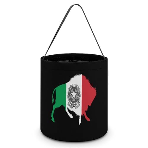Image of Italian Buffalo Italy Soft Halloween Trick Or Treat Bucket Bags Reusable Candy Basket Tote Pumpkin Party Favor Bags