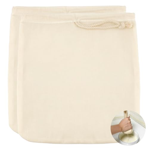 Nut Milk Bag,Muslin Bags,2PCS 12X12 Nut Milk Bags for Straining,Muslin Cloths for Straining,Yogurt Strainer,Cheese Cloths for Straining,Cheese Cloth,Straining Bag,Reusable Cheesecloth Bags,Nut Bag
