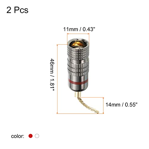 PATIKIL Flex Pin Banana Plugs Gold-Plated Insulated Red White for Speaker Wires Sound Systems, Video Receivers, Home Theater Pack of 2 - Image 2