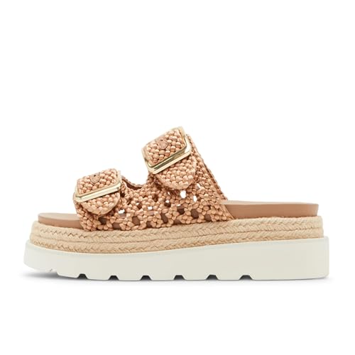 Image of DOEYG Platform Sandals for Women Summer Beach Raffia Slide Sandals Comfortable Casual Woven Straw Sandal with Buckle