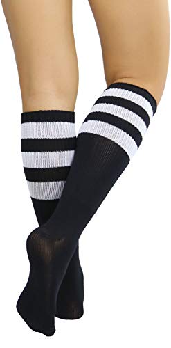Image of ToBeInStyle Women's Premium Below Knee Athletic Socks w /Contrasting Wide Stripes