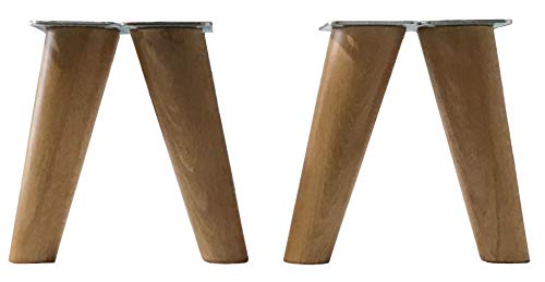MOBILIARIOCLICHI- Patas para Muebles de Madera. Patas inclinadas cónicas con Placa de Montaje ya instalada Patas de Madera para Sofas mesitas armarios 15 cm Alto (Roble)
