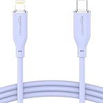 amazon basics Type-C to Lightning Silicone Cable | 20W Fast Charging, 480Mbps Data Transfer Speed | Compatible With iPhone, iPad Air, Pro, Mini, iPad | 1 mtr (Purple)