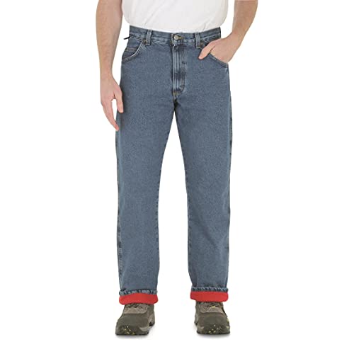 Wrangler Mens Rugged Wear Woodland Thermal Jeans, Stonewashed Denim, 36W X 32L Us #TOP1