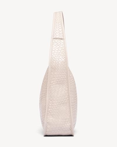 Image of NEWBELLA Hobo Purse, PU Leather Shoulder Bag, Tote Handbag for Work and Travel (Woven Cream)