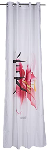 Tsuki Ran Rideau avec œillets métalliques à Motif Japonais Zen, 150 x 260 cm