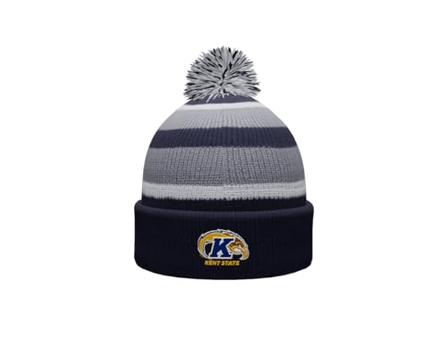 Kent State Golden Flashes Prime Cuffed Fold Over Pom Pom Winter Knit Beanie