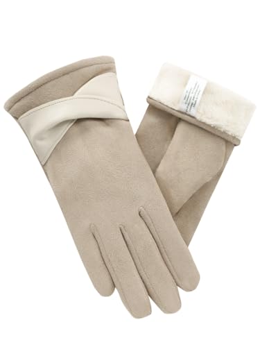 vislivin Winter Warm Handschuhe Damen Touchscreen Handschuhe Wildleder Winterhandschuhe mit Gefütterten Gloves Beige M