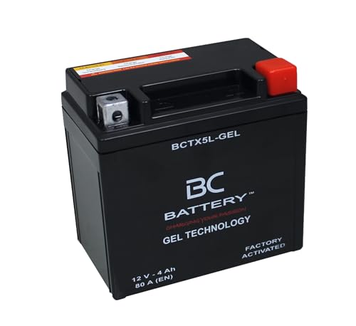 BC BATTERY 12V 4Ah GEL Motorrad Batterie BCTX5L-GEL Motorrad & Roller, wartungsfrei versiegelt vorgeladen ähnlich wie YTX5L-BS