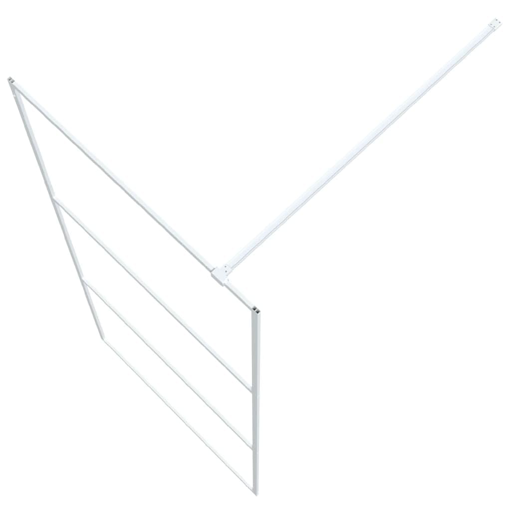 Parete doccia per doccia a pavimento, 90 x 195 cm, in vetro trasparente ESG con telaio in alluminio bianco, per doccia walk-in