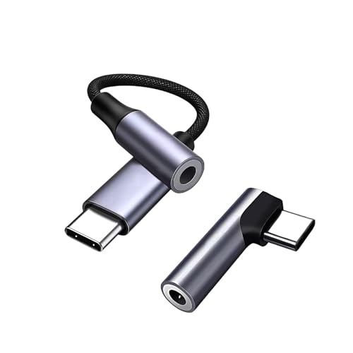 KUKUMA イヤホンジャック 変換 タイプc ケーブル L型 変換アダプター 二個 セット USB-C 3.5mm イヤホン 変換 DACチップ搭載 Hi-Fi/ハイレゾ音質 音量調節/通話/音楽対応 i-Phone 17/16/15シリーズ/i-Pad