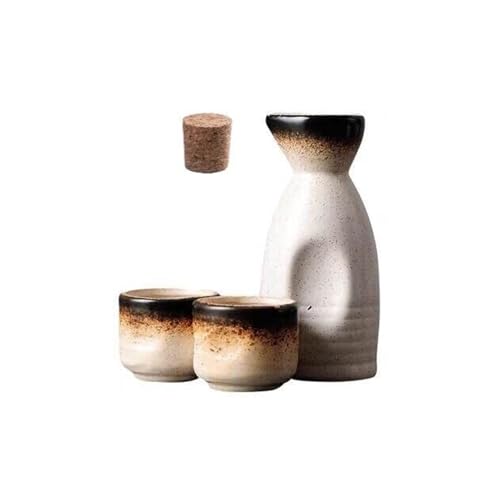 zjdgweh 酒器セット陶器 徳利 お猪口 セット 熱燗セット 徳利1個 お猪口4個 温酒器 陶器 日本清酒 燗瓶 冷酒 温酒 焼酎 茶用 おしゃれ 宴会 晩酌 和風 上品 退職祝い 誕生日の贈り物 (ホワイト,徳利1個 ぐい呑み盃2個)